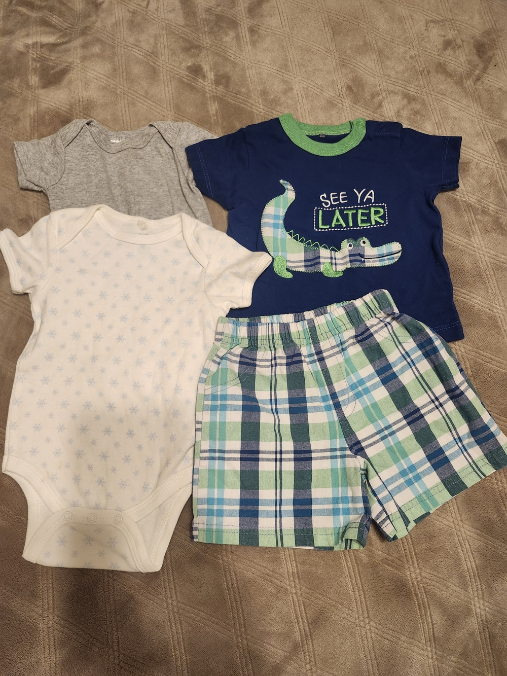 Baby Gear Navy Blue Green Plaid Kids Matching Set